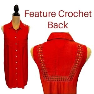 Quiksilver QSW Sleeveless Midi Shirt Dress with Feature Crochet Back in Orange